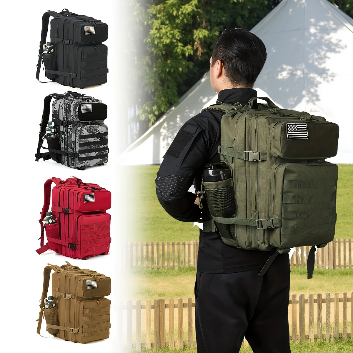 

[Tactical Hiking Backpack] Durable Polyester 45L Tactical Hiking Backpack | Multifunctional Camping & Trekking Shoulder Bag with