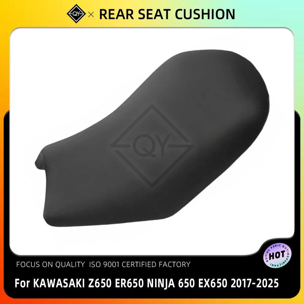 Motorcycle Black Front Seat Cushion Pressure Relief Comfortable Passenger Pad For Kawasaki Z650 ER650 Ninja 650 EX650 2017-2025