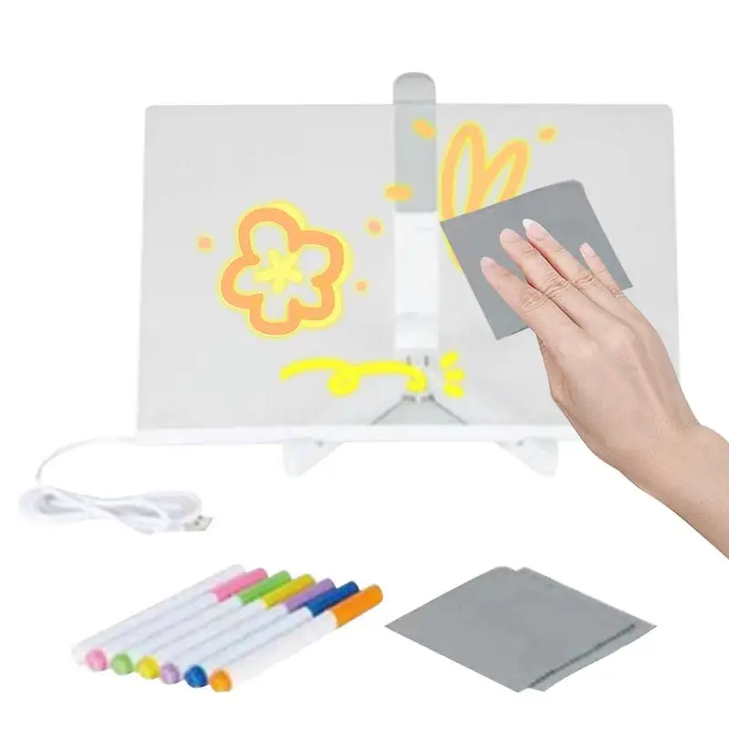 

Акриловая доска для записей, сухое стирание, фотография, доска с 7 цветными ручками, настольная белая доска, домашние наконечники для записей с подставкой