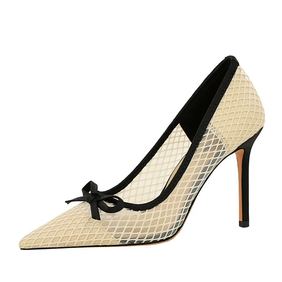 BIGTREE Women Heels 2026 Mesh Lace Women's Elegant High Heels Luxury Brand Shallow Pointed Toe Sexy Pumps Ladies Prom Shoes view 6