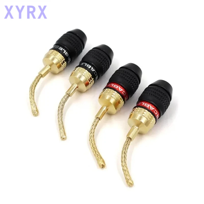 In spot 4Pcs/lot 2MM Monster Copper Wire Gold-Plated Banana Plug Speaker Wire Plug Braided Wire Plug Connector
