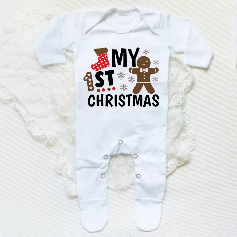 First Christmas Babygrow Sleepsuit Xmas Infant Sleepsuit Boys Girls Cute Clothes Toddler Christmas Gift Baby Xmas Party Outfits