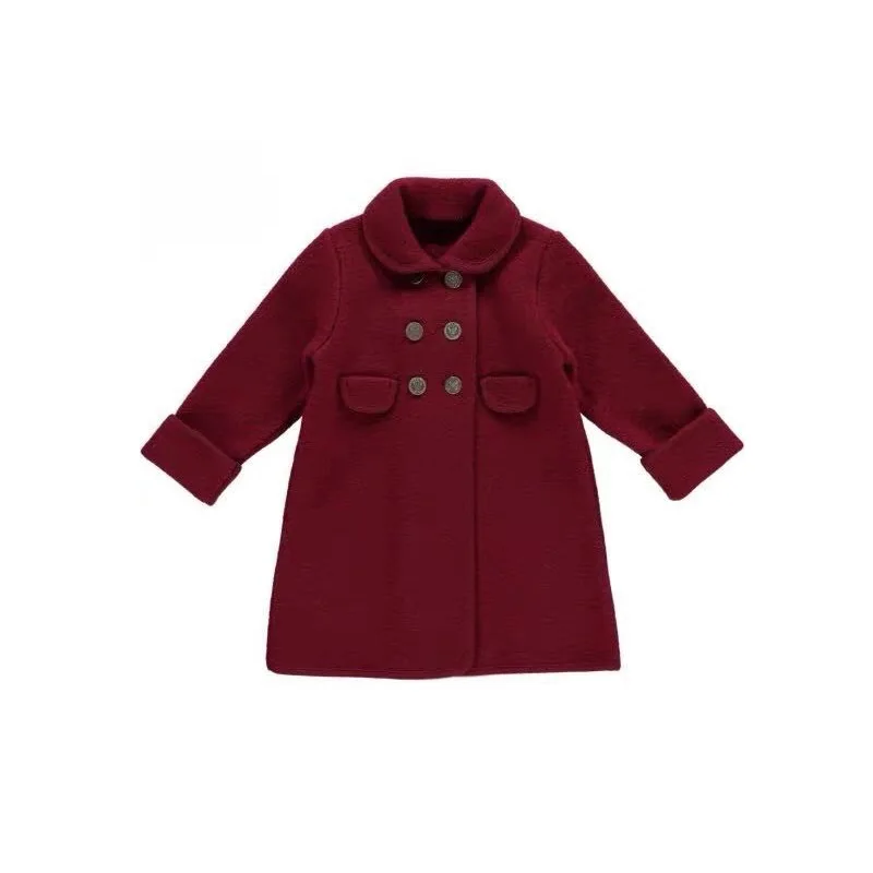 Girls Tweed Coat 26 Fall And Winter New Fashion Double-sided Wool Coat Cotton Warm Long Girls Coat Children's Clothing