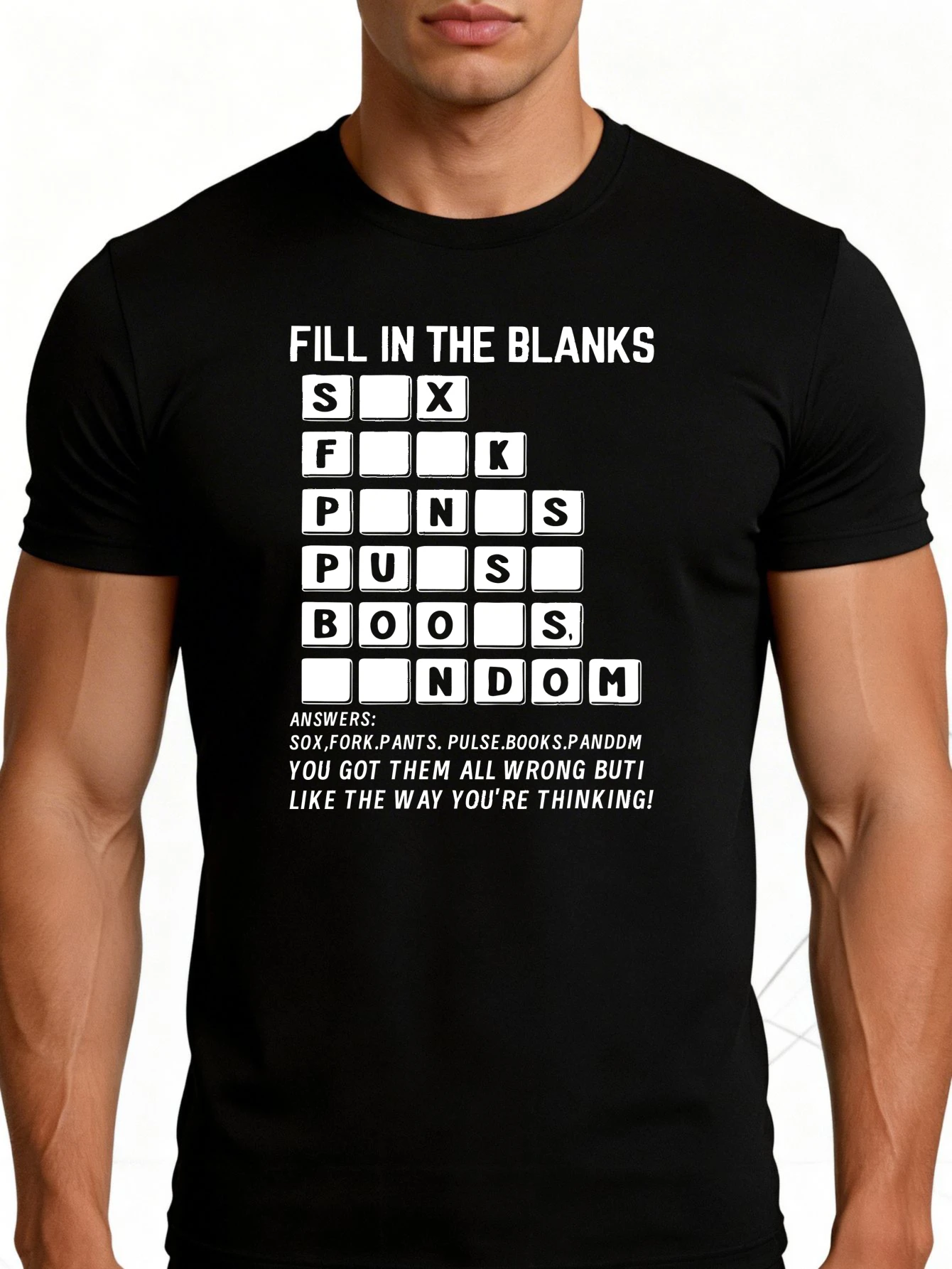 Men's Plain Graphic T-Shirt - Breathable, Soft, Lightweight - Crossword Puzzle - Retro Fun Graphic Casual Short Sleeve Summer Top, Great Gift for Him