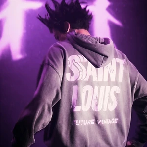 SSSaint LOUIS-WASH خمر رسالة شعار هوديي مطبوعة ، ريترو هاي ستريت فضفاض عارضة من القطن الرياضي ، جودة عالية كبيرة الحجم أفضل 8 حقائب يد لويس الخامس مبيعا - رقم 2