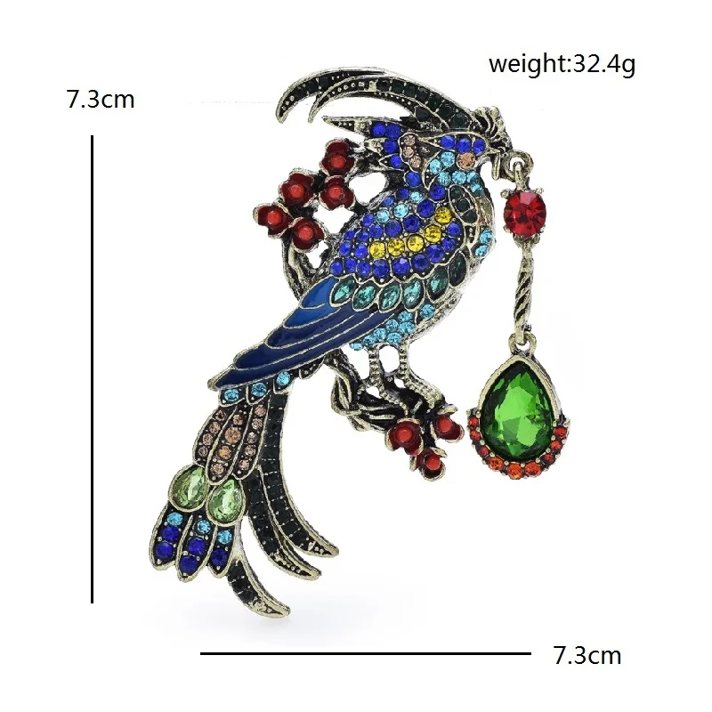 Wuli&baby Luxury Bird Brooches For Women Unisex Shining Beautiful Bird Animal Party Office Brooch Pins Gifts