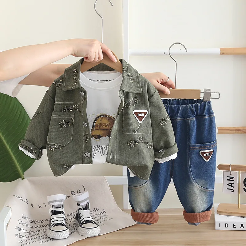 

New Autumn Baby Clothes Kids Girls Clothing Suit Children Boys Jacket T-Shirt Pants 3Pcs/Sets Infant Costume Toddler Tracksuits