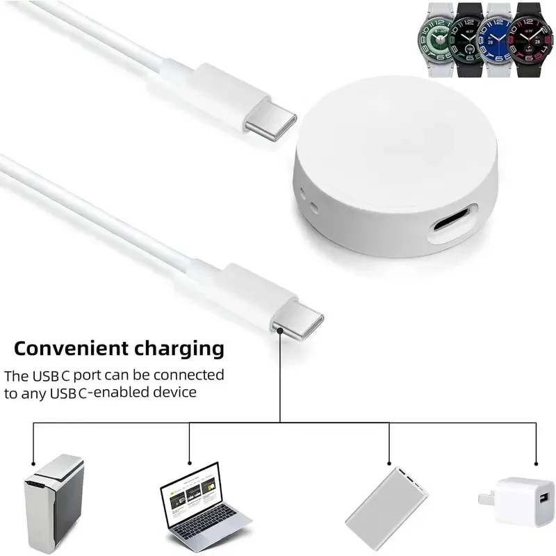 

New Portable for Samsung Watch 7 Wireless Magnetic Charger Type C Port Dock Charging for Galaxy Watch 7 6 5 4 3 Universal Ultra