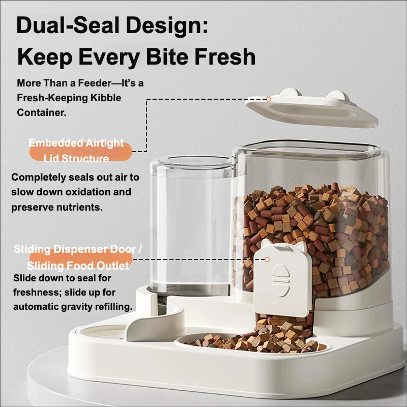 Automatic Feeder Dog Cat Food Bowl With Water Fountain Large Capacity Pet Food Storage Dispenser Container Puppy Pet Accessories - view 5