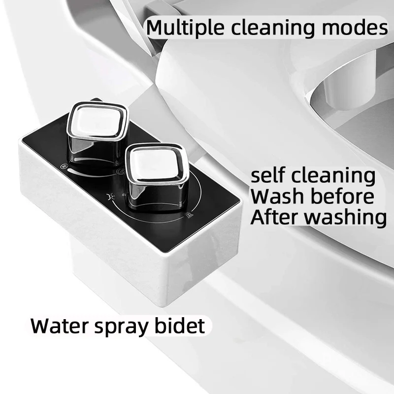 Dual Nozzle Bidet Manual Water Spray Cleaning without Electricity Self-cleaning Plastic Bidet Toilet Flusher Paper Saving