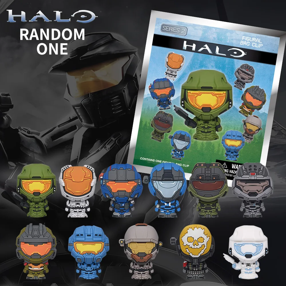 HALO Oficialmente Licenciado: Caja Sorpresa con Figura 3D, Colgantes para Bolsos, Bolsa Sorpresa, Figura de Anime, Llavero, Coleccionista de Anime, Mochila Kering