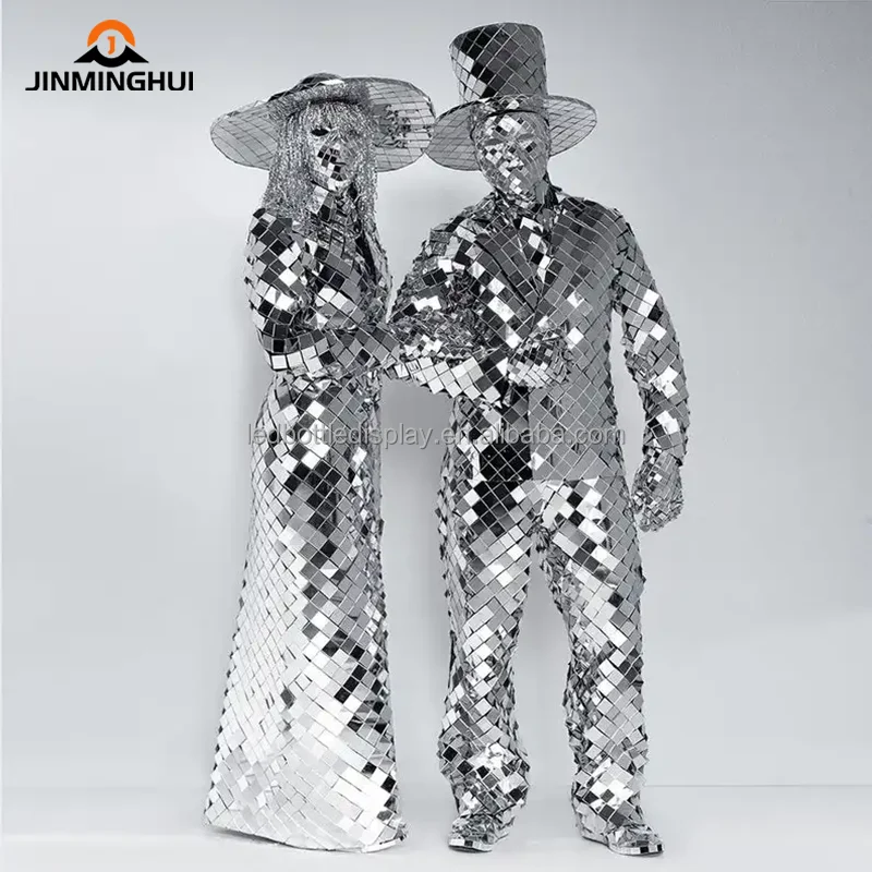 Unisex LED Robot Costume Fashionable Luminous Jacket Mirror for Adults for Graduation Christmas Stage Dance Performance