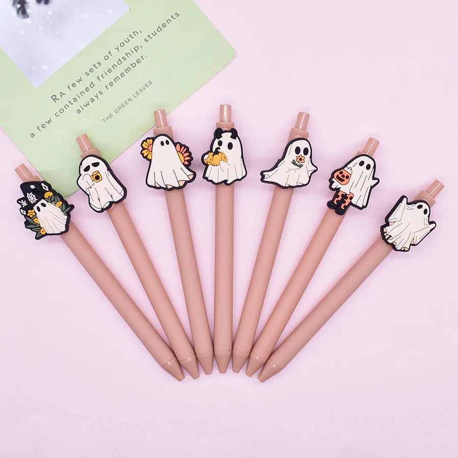 1/9 قطعة قلم حبر جاف للهالوين يمكنك صنعه بنفسك من البلاستيك الإبداعي اللطيف الكرتوني قلم ضغط للطلاب اللوازم المكتبية المدرسية