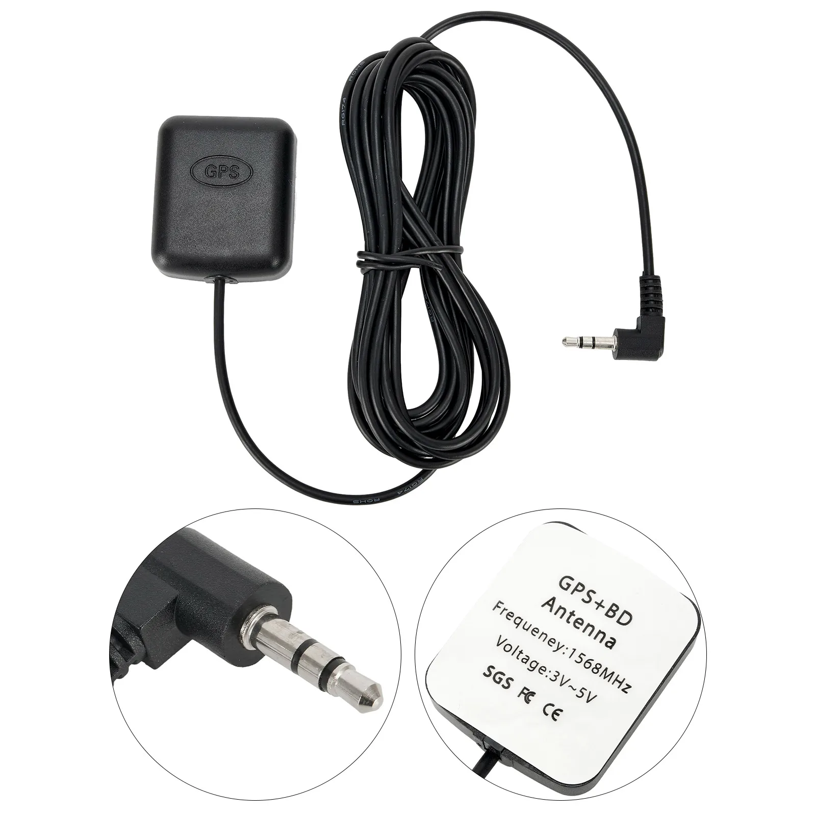 

1x Vehicle GPS Receiver 300cm For Car Truck SUV Dash Cams Dash Camera External GPS Antenna 3.5 Mm Elbow 3V To 5V Plastic Aerials