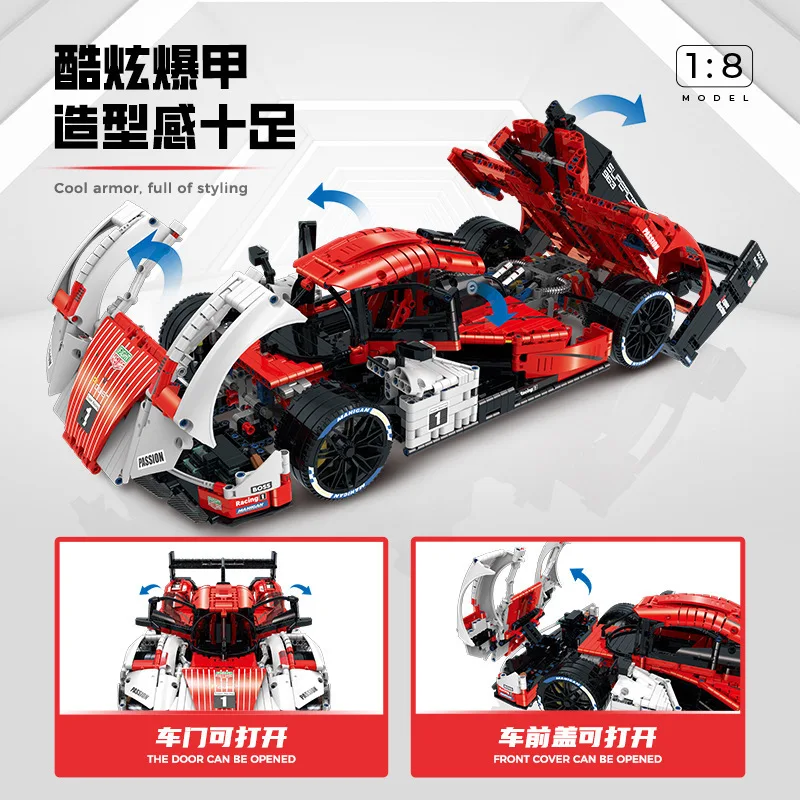 グリー-スーパースポーツカーモデル、テクニカルカー、1:8、シティレーシングシリーズ、DIYおもちゃ、ビルディングブロック、男の子へのギフト、10615、3460個