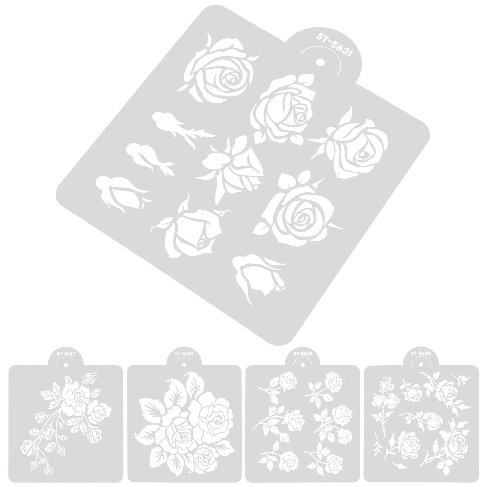 5 Sheets Rose Templates Drawing Planner Stencils White The Pet Welcome for Painting on Wood