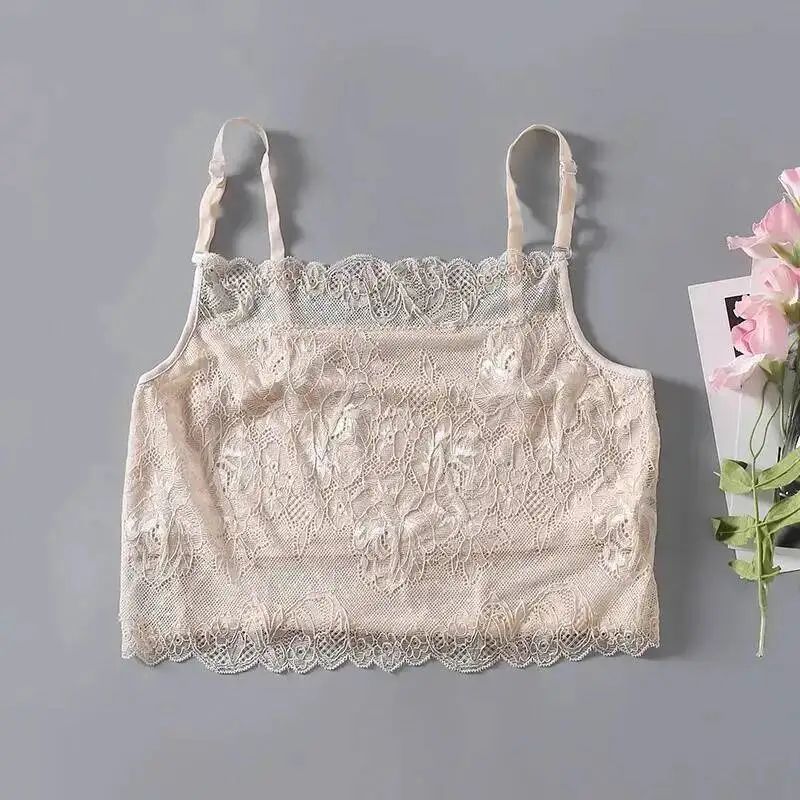 

Sexy Bras For Women Lingerie Silk Seamless Sling Female Tube Lace Corset Top White Bralette Top Tanks M L XL XXL