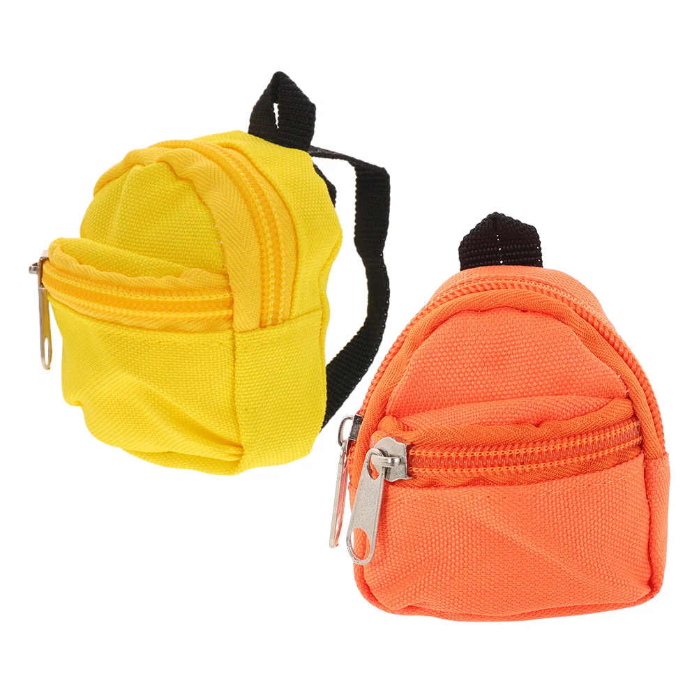 2 PCS Mini Backpack Dollhouse Decor Bag for School Accessories Toy Miniature