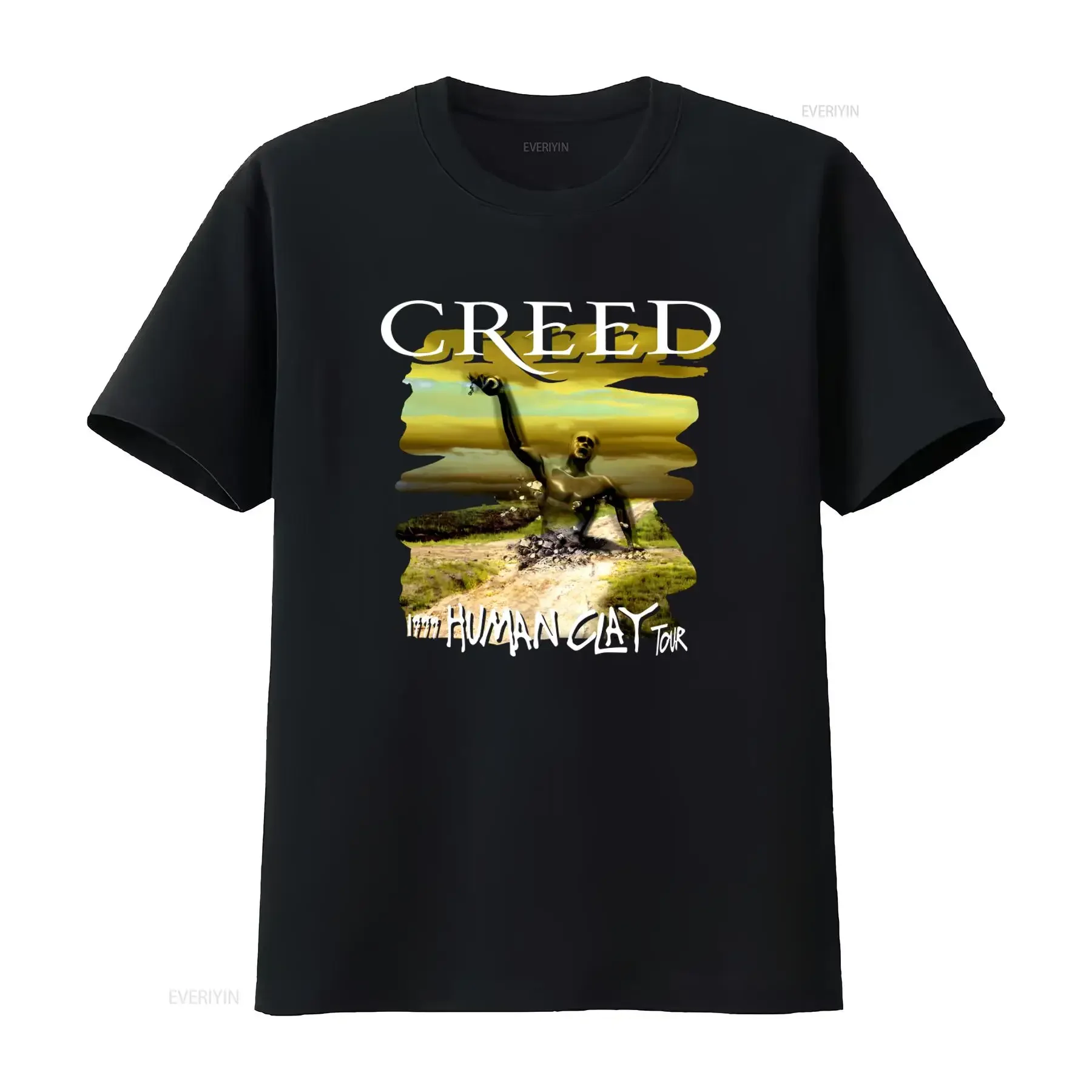 CREED HUMAN CLAY Tour Cotton T shirt Black S 5XL for  vintage Washed Slightly Versatile graphic Soft Comfortable streetwear