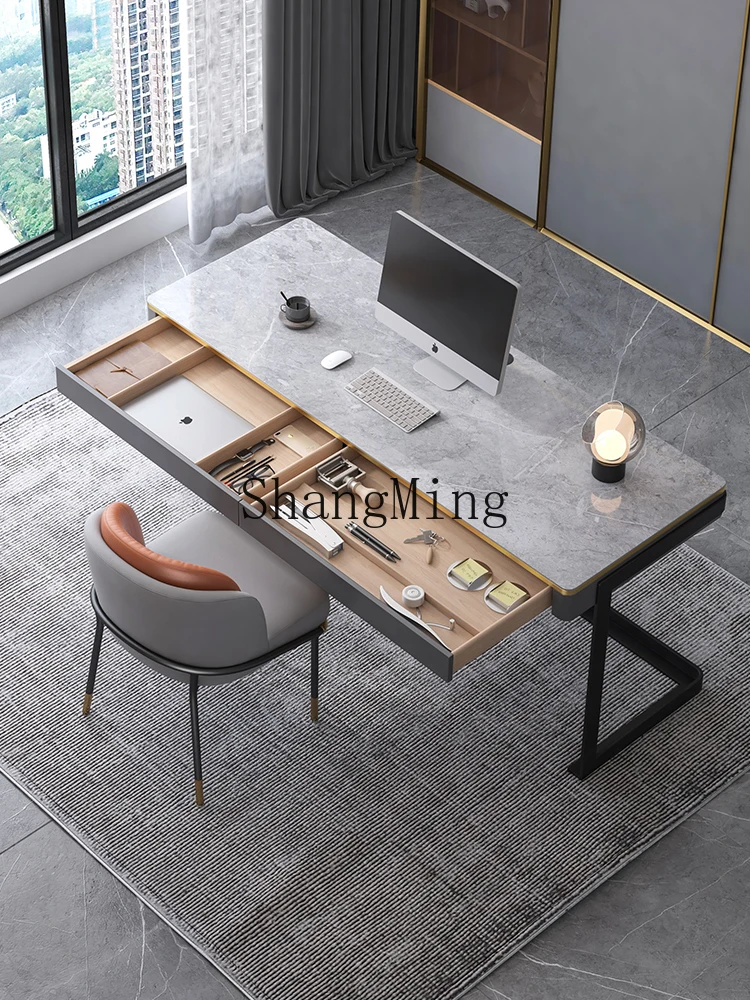 

CL wood rock slab desk light luxury simple modern home small apartment computer office minimalist desk