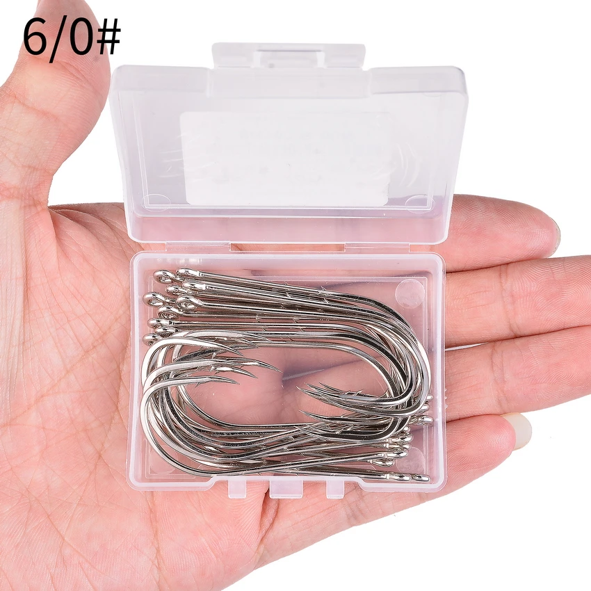 20pcs / Box Barbed Big Fishing Hooks 1/0#-6/0# Sea Worm Carp Single Circle Hook Set Fly Fishing Accessories Tackle Fishhook