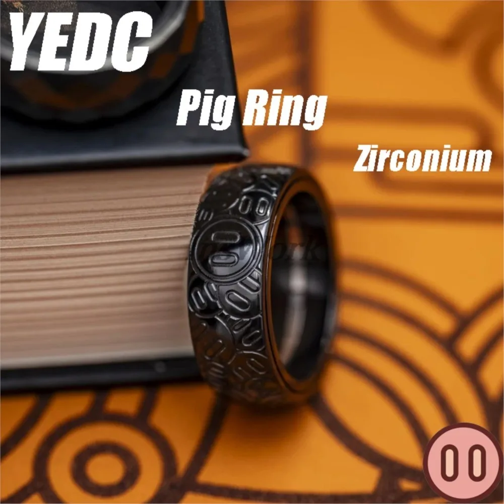 

YEDC Pig Ring Zirconium Ratchet Mechanical Finger Ring Fingertip Gyro Magnetic Metal Decompression Toy Valentine's Day Gift