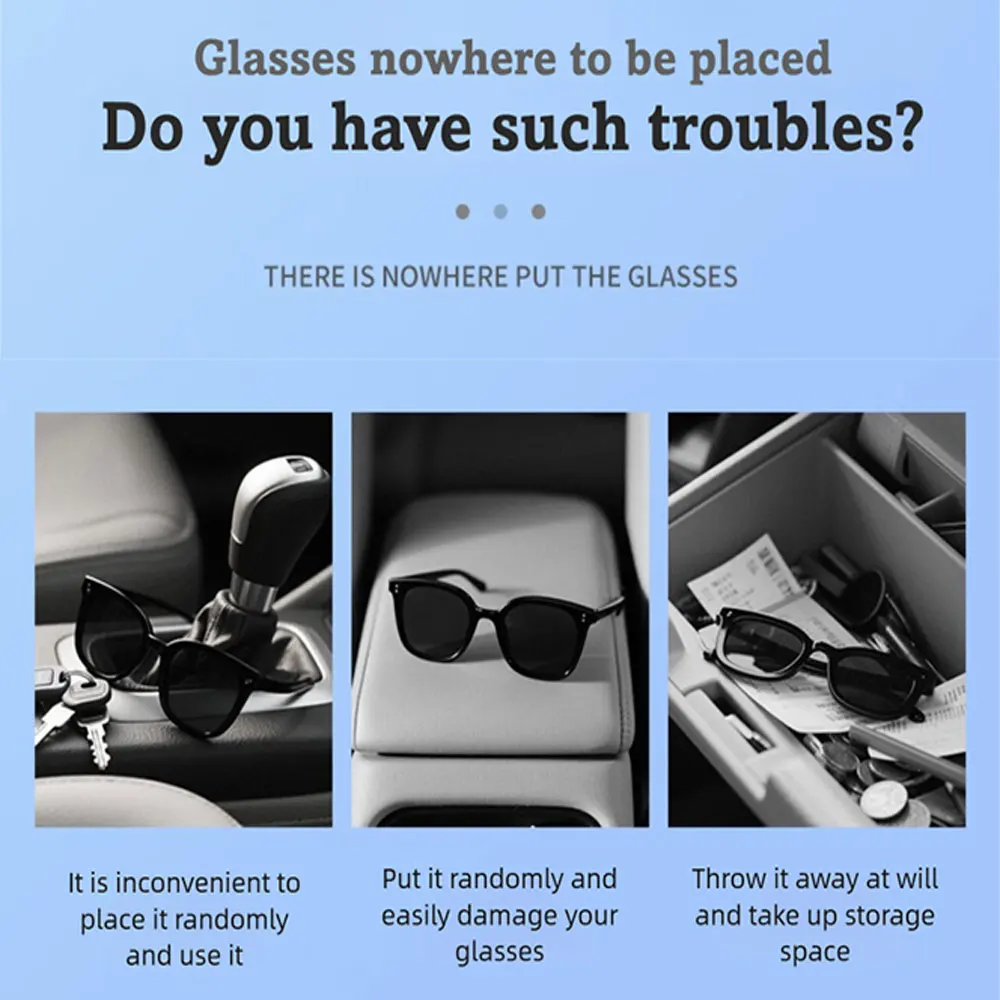Multifunction Car Glasses Box Portable Car Sunglasses Holder Car Driving Glasses Holder Eyeglass Case Sun Visor Glasses Storage
