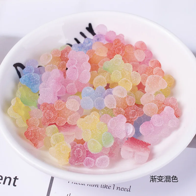 20pcs/Set Sugar Bear Nail Art Decorations 3D Kawaii Gradient Gummy Ornaments 12*18mm 6 Color Jelly Cute Nail Charms Accessories