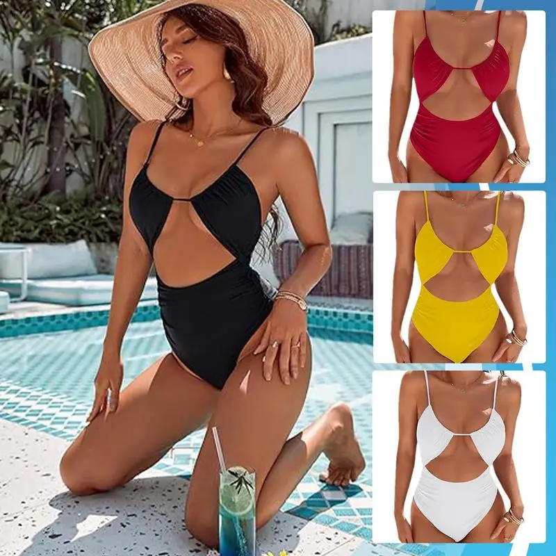 Traje de baño con Control de barriga para mujer y niña, traje de baño con corte alto, ropa de baño Sexy