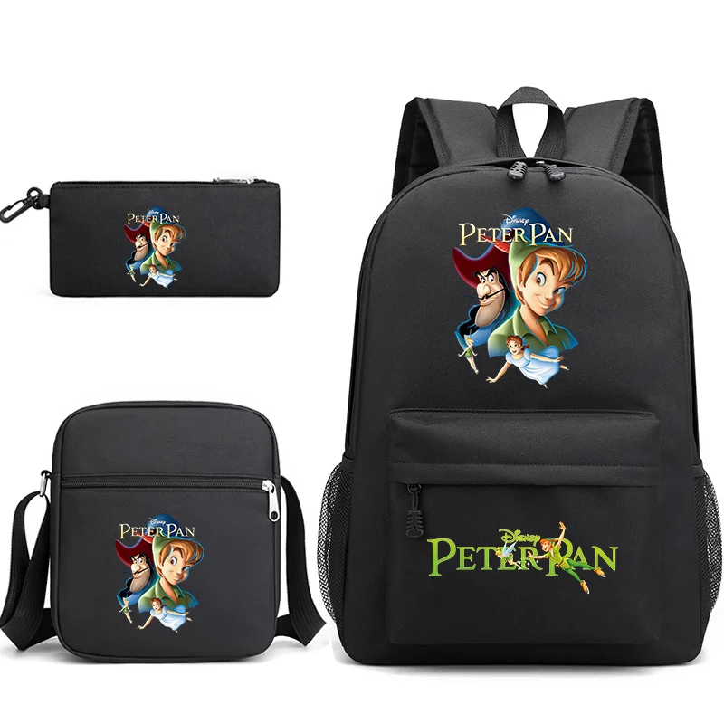 3 pçs disney peter pan adolescente estudantes mochilas escolares caso de lápis sacos de ombro meninos meninas sacos de escola conjuntos
