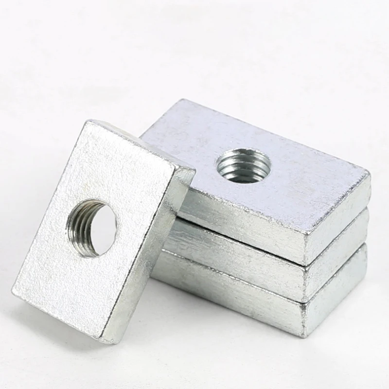 2-100PCS M3 M4 M5 M6 M8 M10 Galvanizing Rectangular Nuts Square Nut Carbon Steel Zinc-Plated Aluminum Profile Accessory