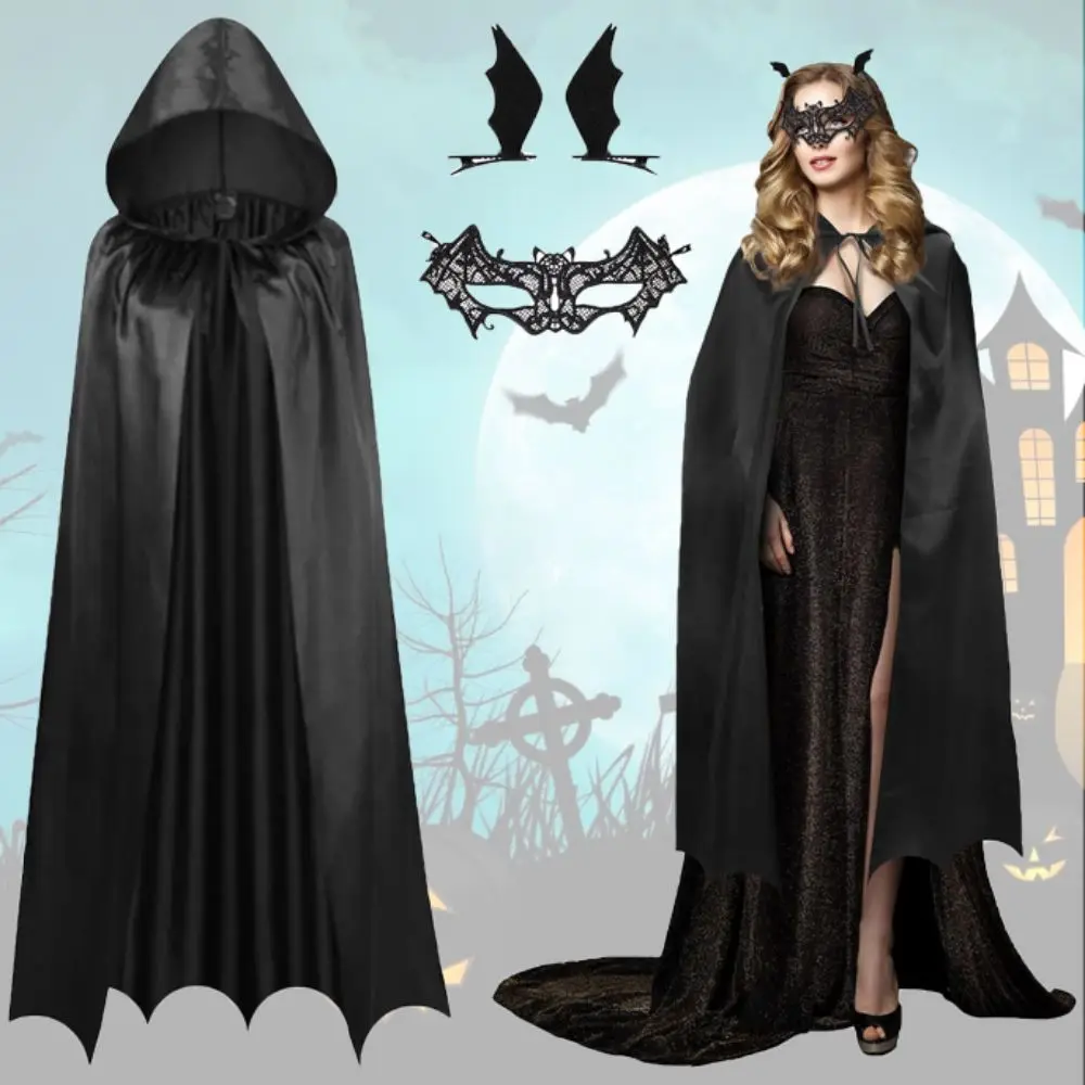 フェイスシールド 女性用 ゴーストマント ヘアピン ルース ハロウィン コスプレ衣装 ステージパフォーマンス パーティー小道具 ハロウィンマント 帽子付き