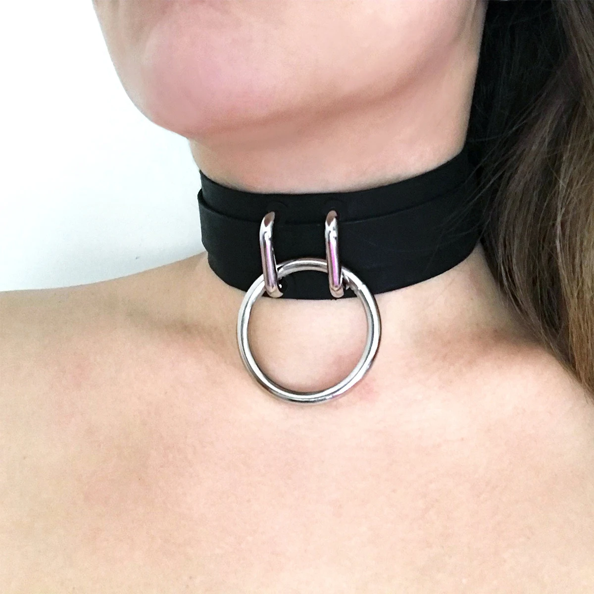 

Women's Punk Leather Sexy Collar Necklace Round Fashion Neck Choker Gothic Binding Women's Neck Accessories