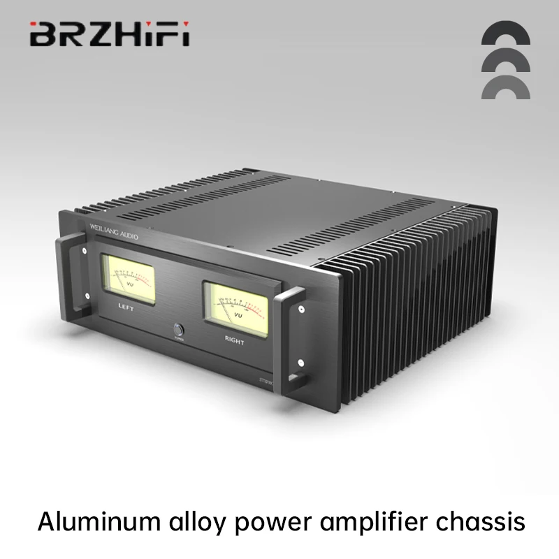 BRZHiFi A60 aluminum power amplifier case Home Audio Amplifier case Enclosure Electronics chassis with Heat Sink VU meter DIY