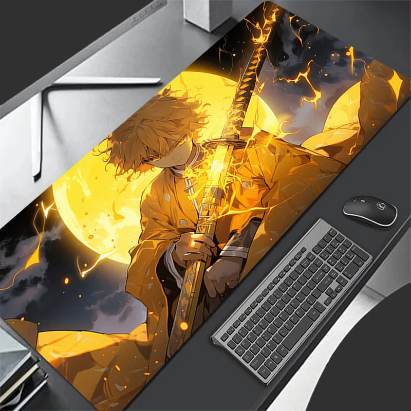 Mouse pad Demon Slayer large Gaming Desk Mat Computer Keyboard desk pad Mats Non-slip rubber Game PC carpet Zenitsu Mousepads XL