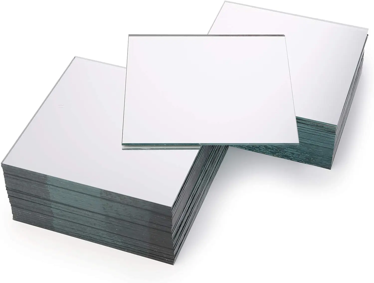 50Pcs Square Acrylic Mirror Tiles 4x4 Inch Small Decorative Glass Mirror Squares Bulk for Table Centerpieces, Crafts, Wall, Mos