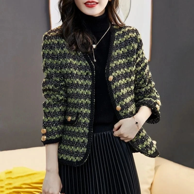 

Autumn Women Jacket 2023 New Fashion Tweed Small Fragrant Style Coat Female Wild Short Elegant Outwear Ladies Woolen coat Tops