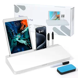 Desktop Whiteboard Organizer, Writing Board, Tempered Glass, Portable Office Desk, Work Reminder , Storage and Message Board