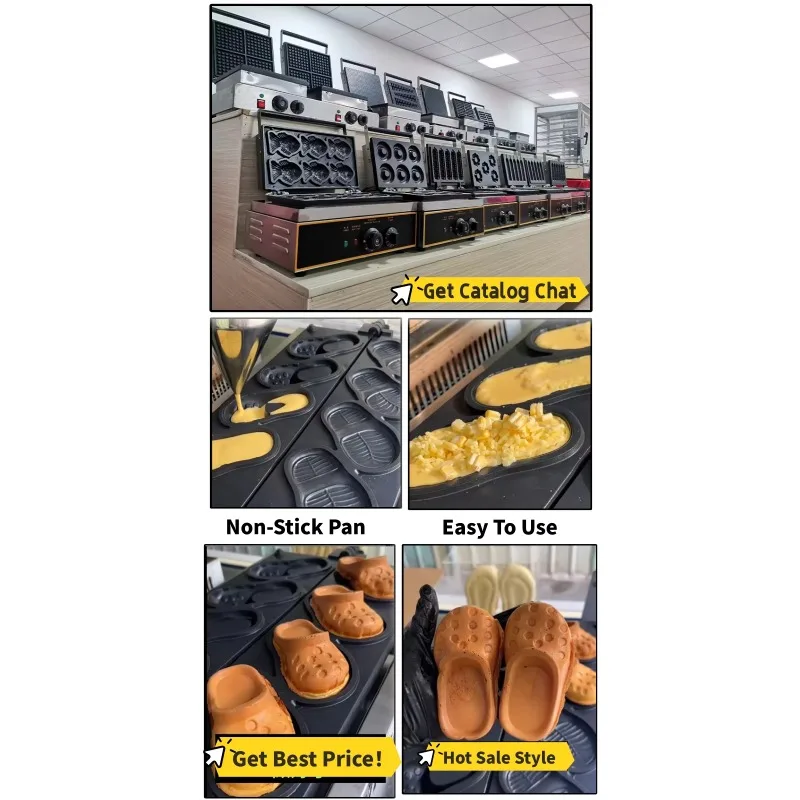 Commercial Electric 110 220 v Snack Waflera Edible Croc Shaped Pancake Crock Iron Shoes Shape crocs Waffle Machine Making Maker - view 2