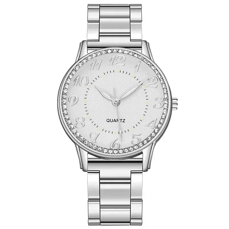 Reloj clásico de negocios para mujer, pulsera de reloj de cuarzo con esfera grande, de acero Simple, a la moda, novedad