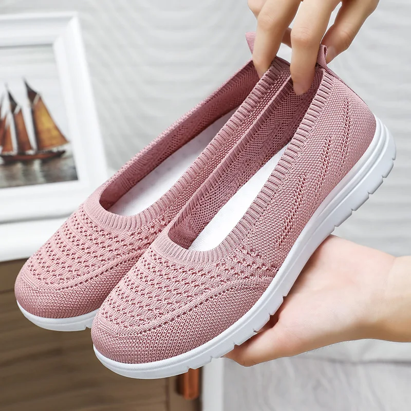 Zapatos planos informales transpirables para mujer, suela suave, cómodos, sin cordones, para caminar, mocasines ligeros de boca poco profunda para verano