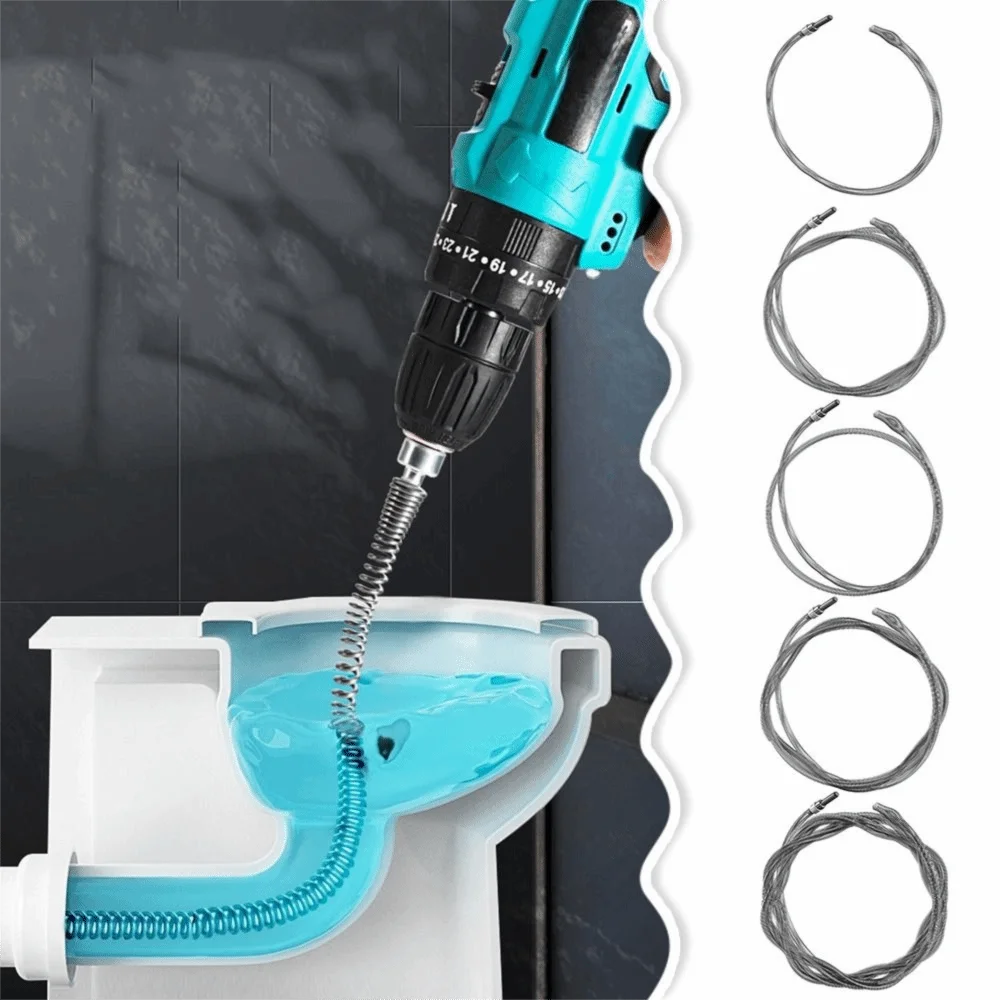 1-5m Electric Drill Drain Dredging Spring Durable Thickened Pipeline Clogged Remover Sink Cleaner for Kitchen Bathroom Plumbing