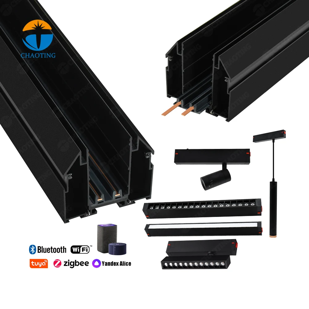 

Stretch Rail 220V Magnetic Track Lights Manufacturer Indoor Showroom Track Lighting System LED Aluminum Profile For Stretch Ceil