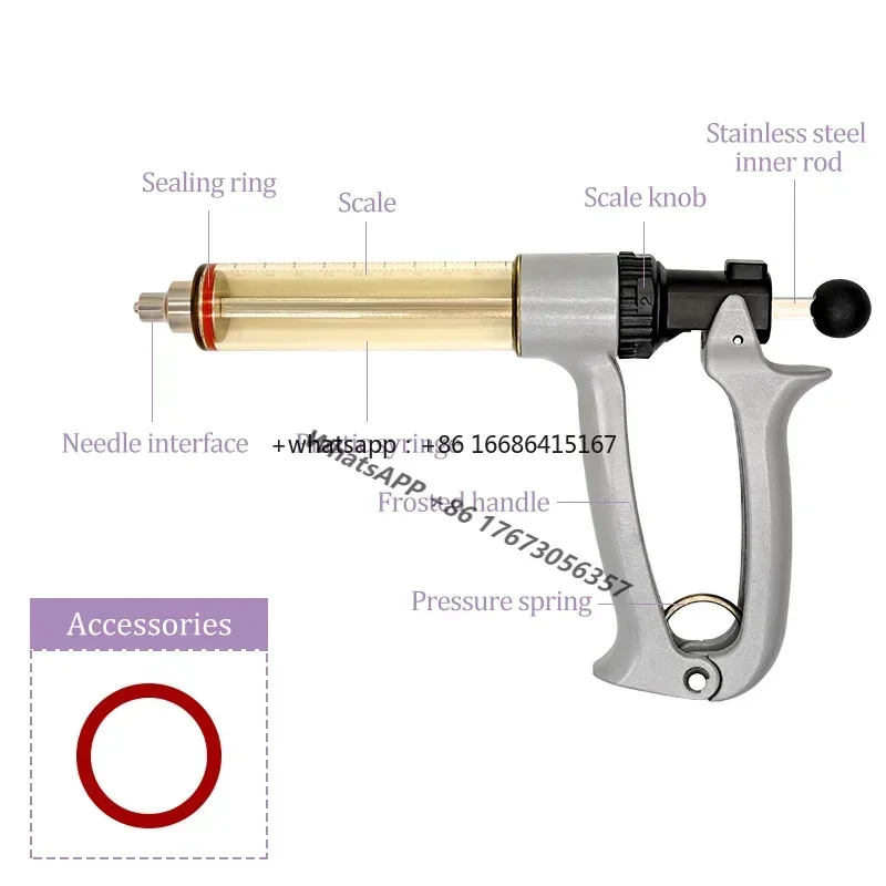 

Полуавтоматический многоразовый ветеринарный шприц для животноводства, 25 мл, 50 мл