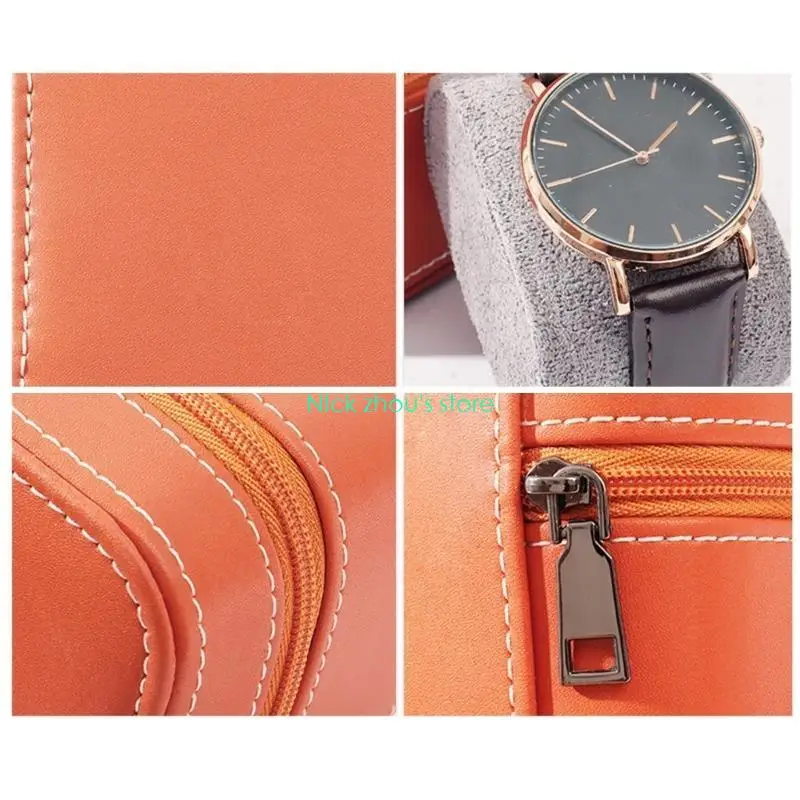 E15E Stylish Watch Protective Case With Cushion Pillow 1 Roll Slot Watch Holder Box For Watch Organizing Business Travel Case