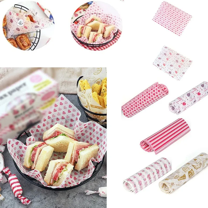 

Food Wrapping Paper Colorful Patterned Greaseproof Wax Paper for Sandwiches Baking Hamburgers Snacks and Picnic Supplies