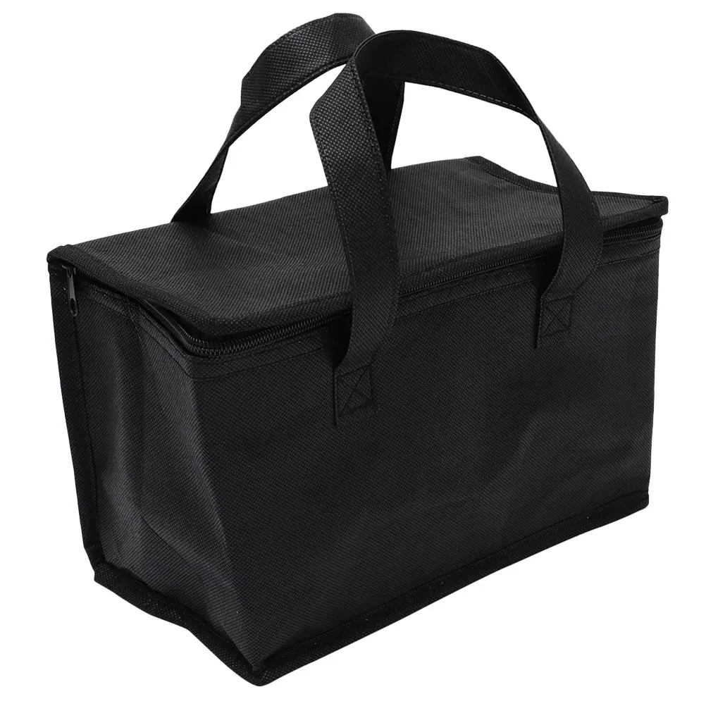 

1 Insulated Bag 28x14x17cm Black Thick Material Cake Takeaway Picnic Cooler Zipper Ice Bag Thermal Preservation Shopping Office