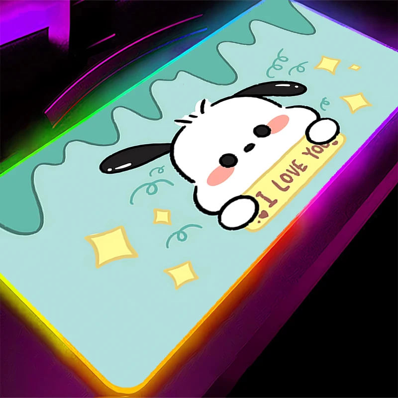 Rgb mouse pad s-sanrio mini pc kawaii computador tipo velocidade tapete para e-sports players teclado portátil led mousepad tapete de mesa