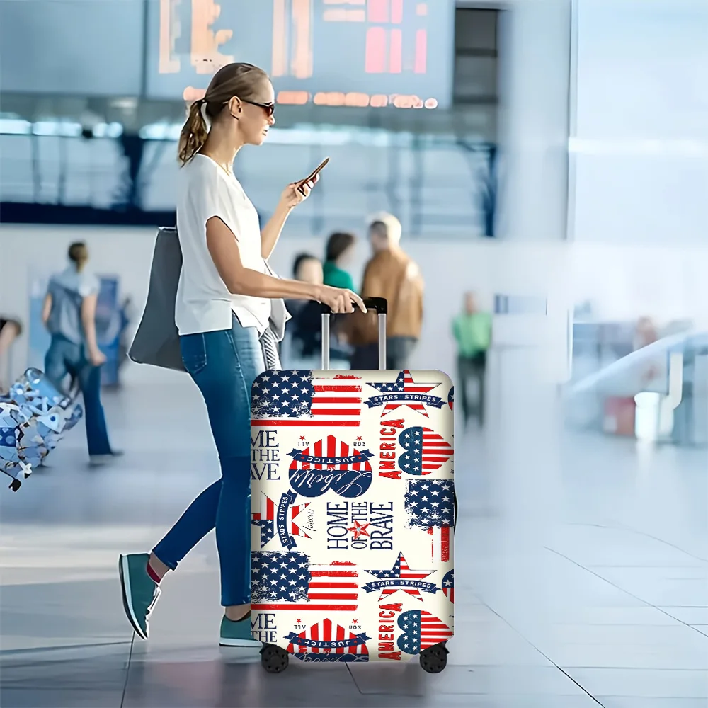 

1PC Patriotic Star-Spangled Banner luggage cover for luggage sizes 18-32 inches; Retro style elastic travel accessories to ef