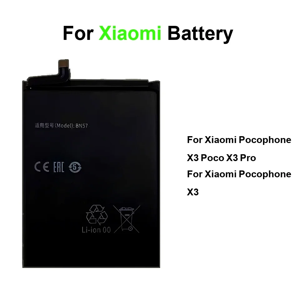 

Mobile Phone Battery Long-Lasting BN61 BN57 5160-6000mAh For Xiaomi Pocophone X3 Poco Pro